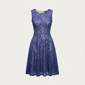 Danny & Nicole Royal Blue Lace Midi Dress